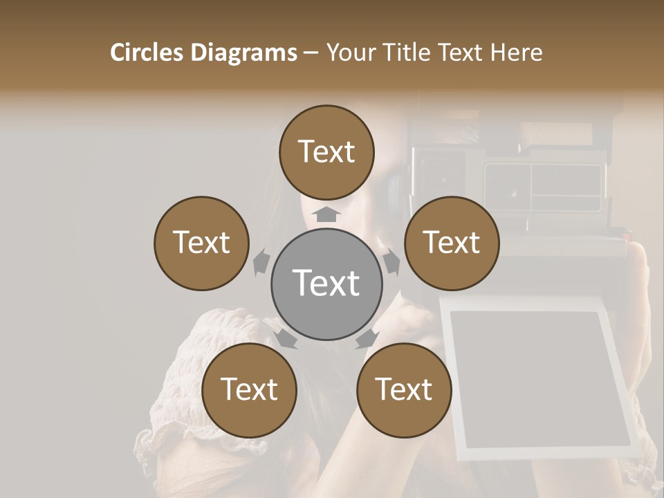 Old-Fashioned: Girl Taking A Picture With An Old Instant Photo PowerPoint Template