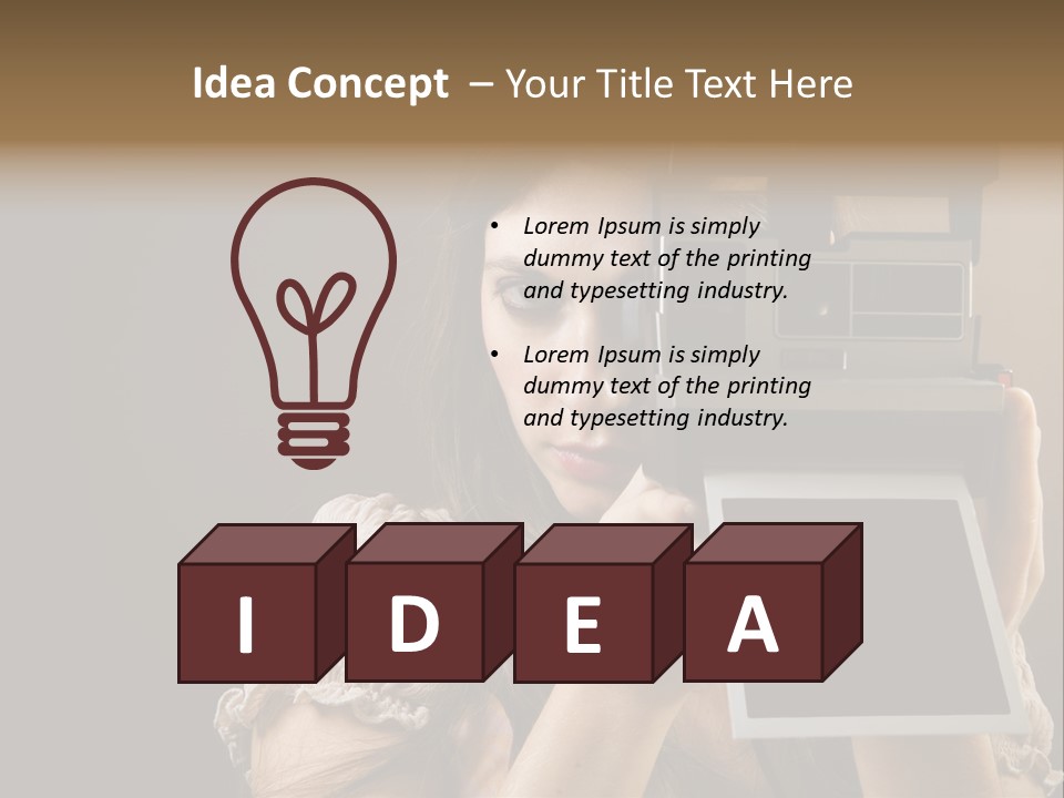 Old-Fashioned: Girl Taking A Picture With An Old Instant Photo PowerPoint Template