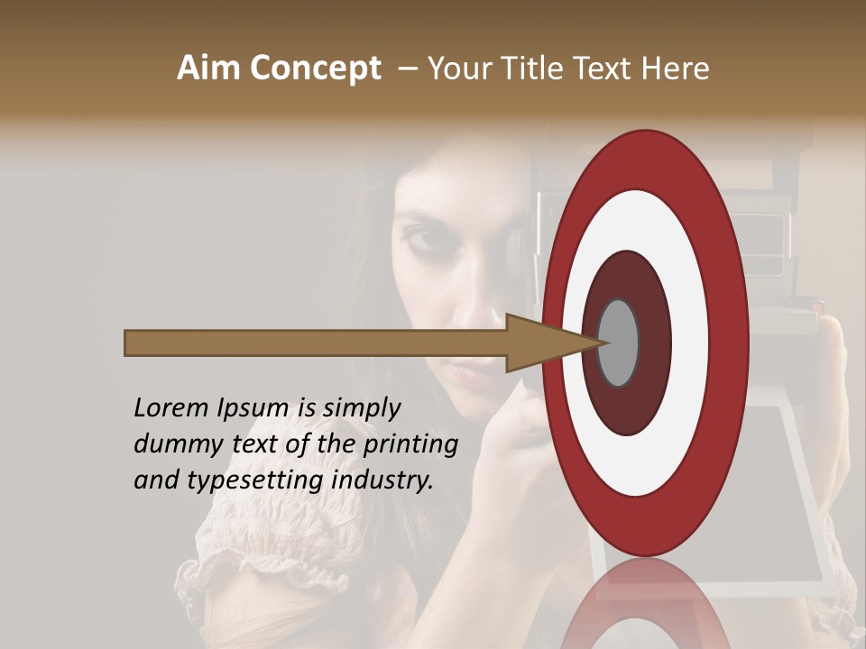 Old-Fashioned: Girl Taking A Picture With An Old Instant Photo PowerPoint Template