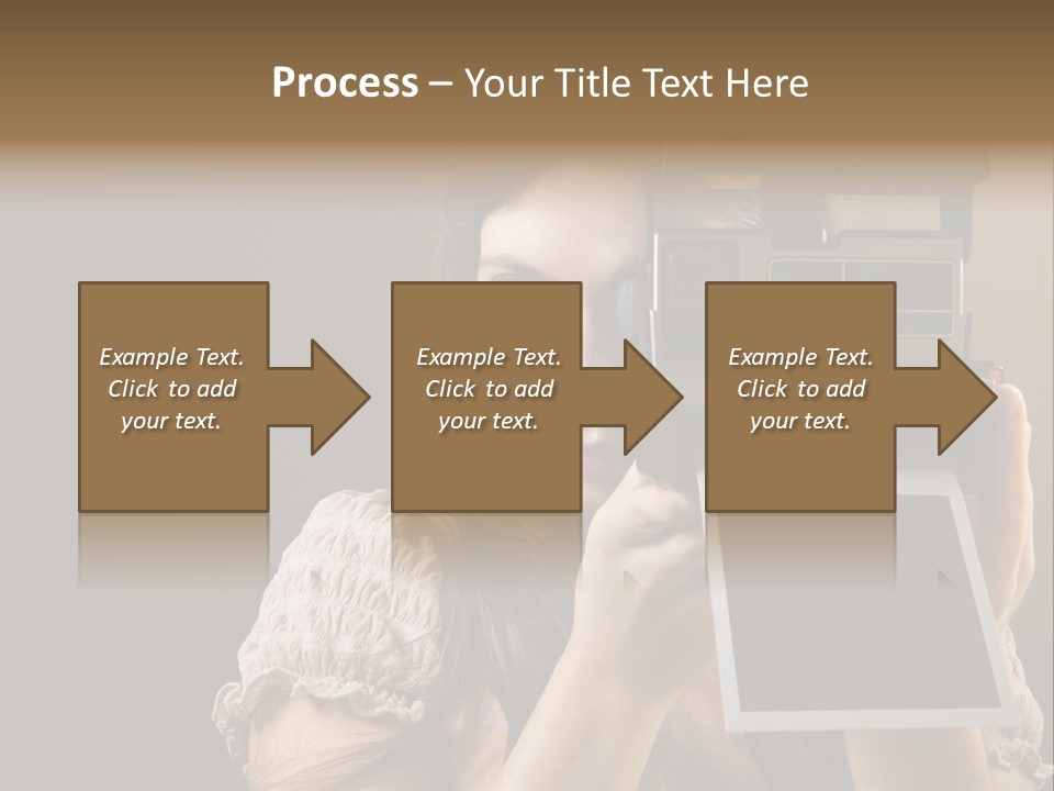 Old-Fashioned: Girl Taking A Picture With An Old Instant Photo PowerPoint Template