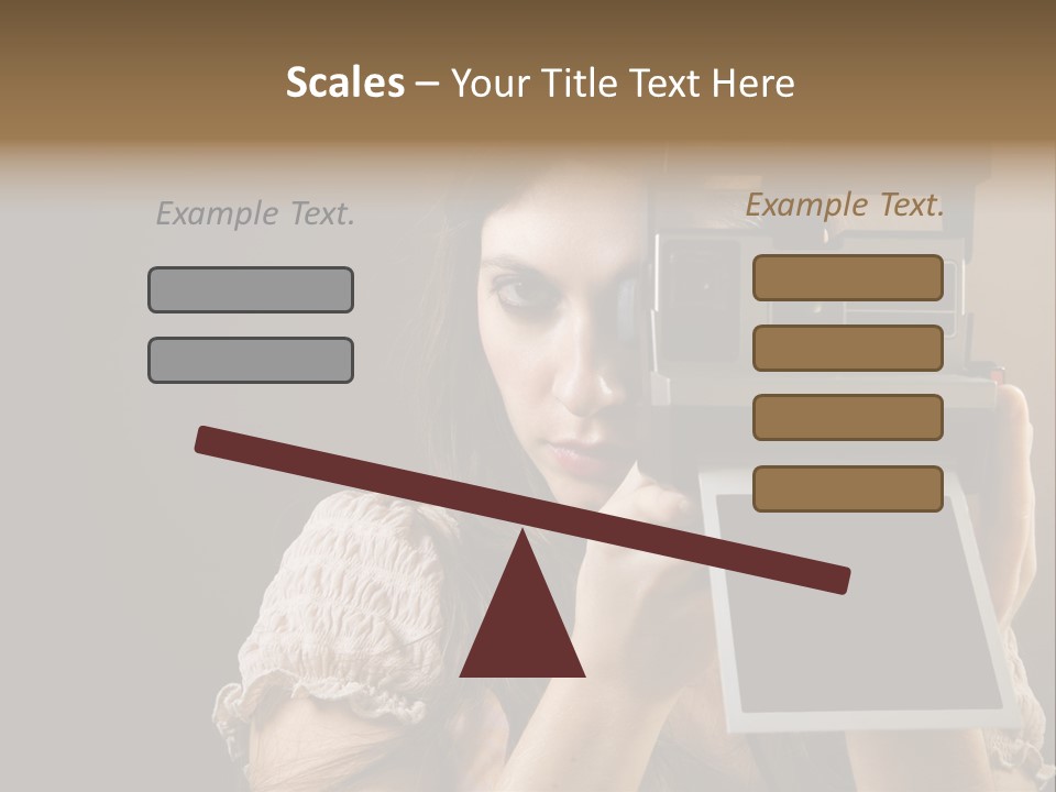 Old-Fashioned: Girl Taking A Picture With An Old Instant Photo PowerPoint Template