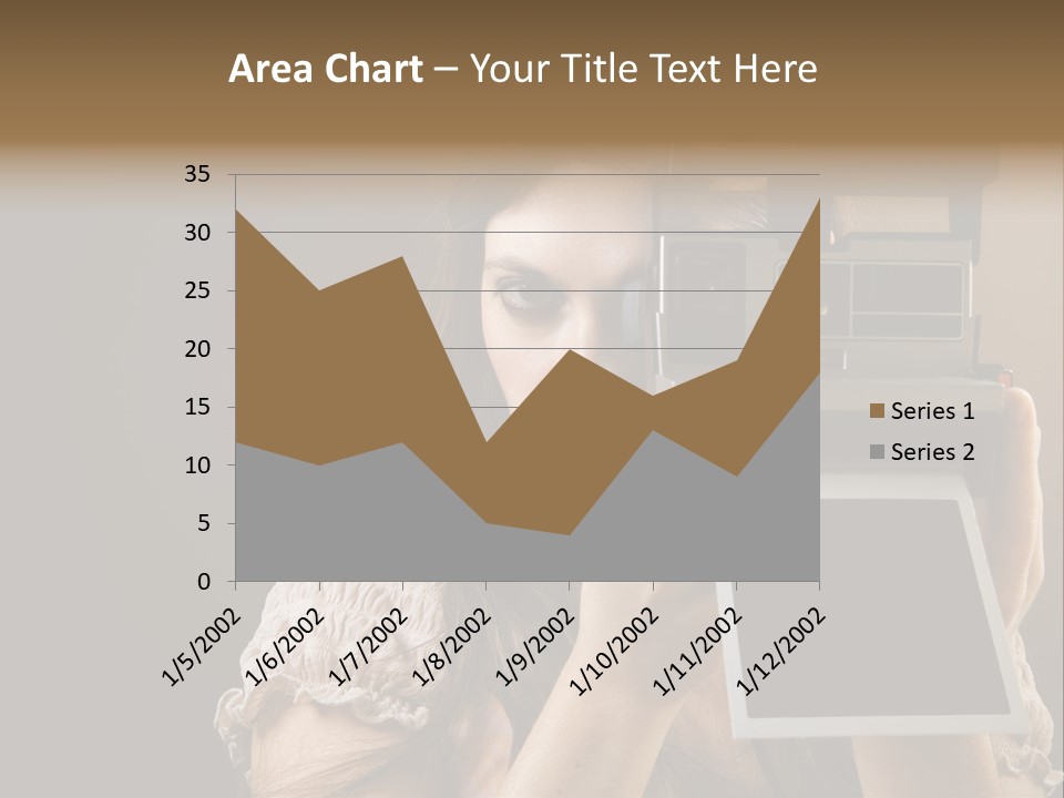 Old-Fashioned: Girl Taking A Picture With An Old Instant Photo PowerPoint Template