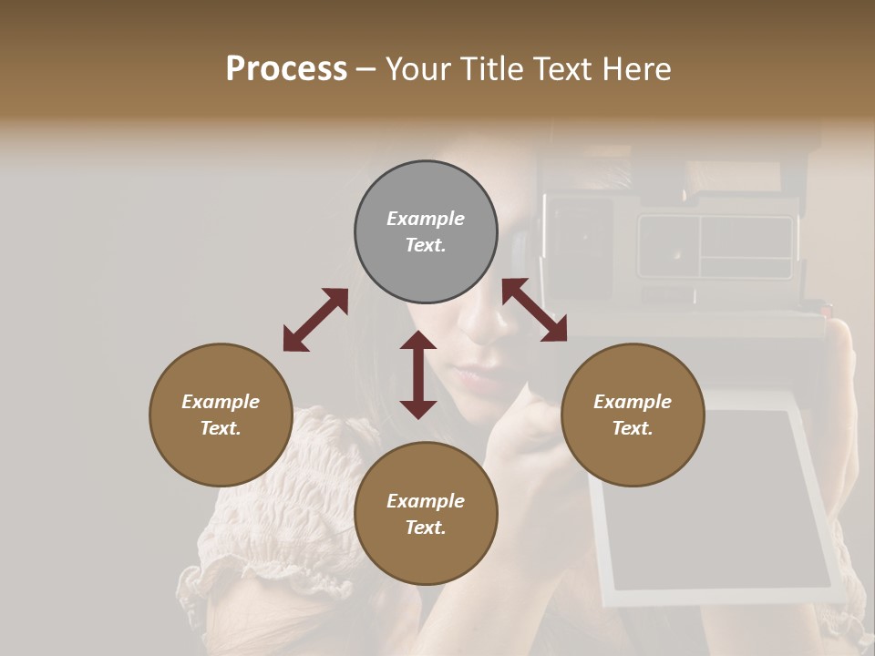 Old-Fashioned: Girl Taking A Picture With An Old Instant Photo PowerPoint Template