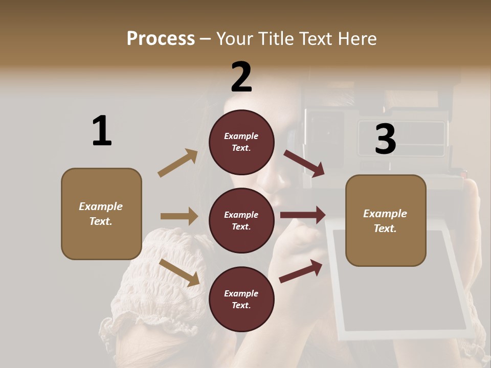 Old-Fashioned: Girl Taking A Picture With An Old Instant Photo PowerPoint Template