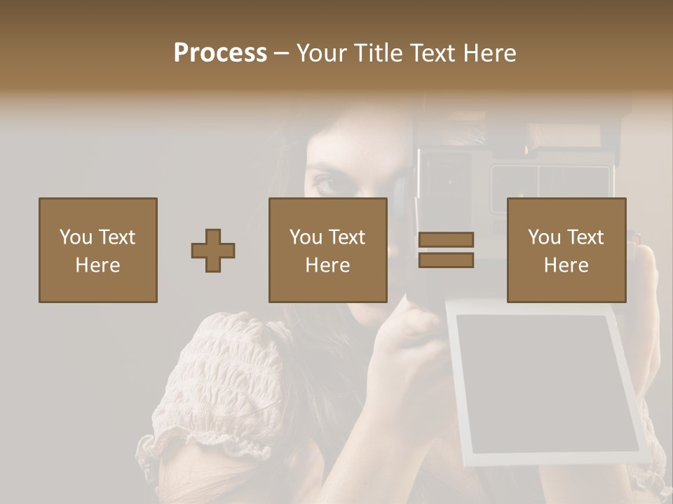 Old-Fashioned: Girl Taking A Picture With An Old Instant Photo PowerPoint Template