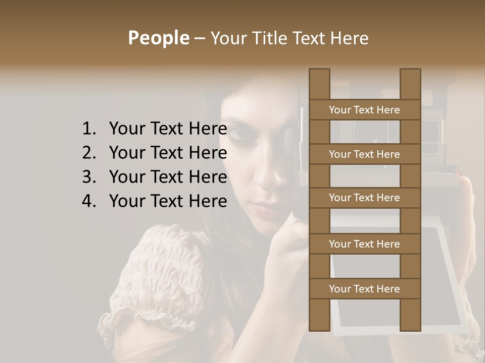 Old-Fashioned: Girl Taking A Picture With An Old Instant Photo PowerPoint Template