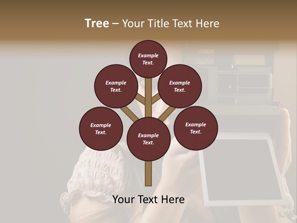 Old-Fashioned: Girl Taking A Picture With An Old Instant Photo PowerPoint Template