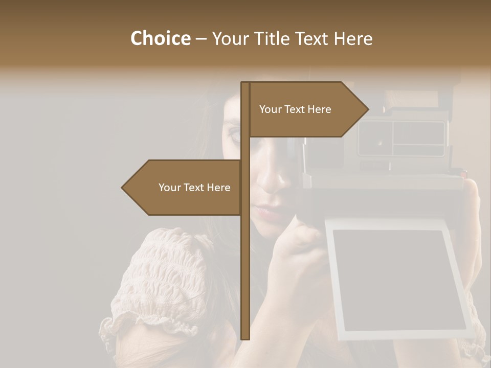 Old-Fashioned: Girl Taking A Picture With An Old Instant Photo PowerPoint Template