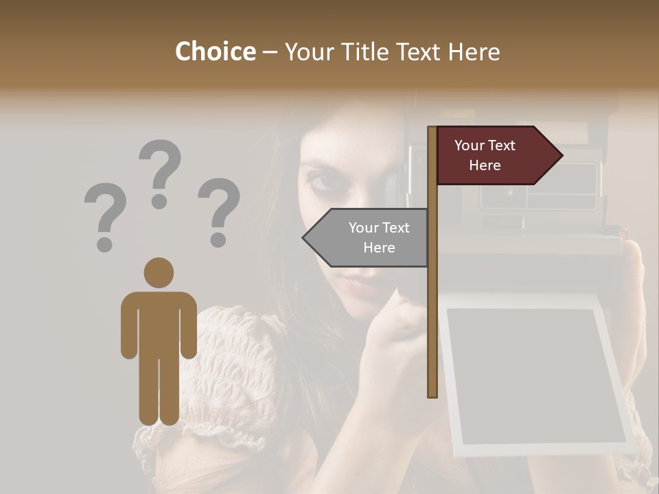 Old-Fashioned: Girl Taking A Picture With An Old Instant Photo PowerPoint Template