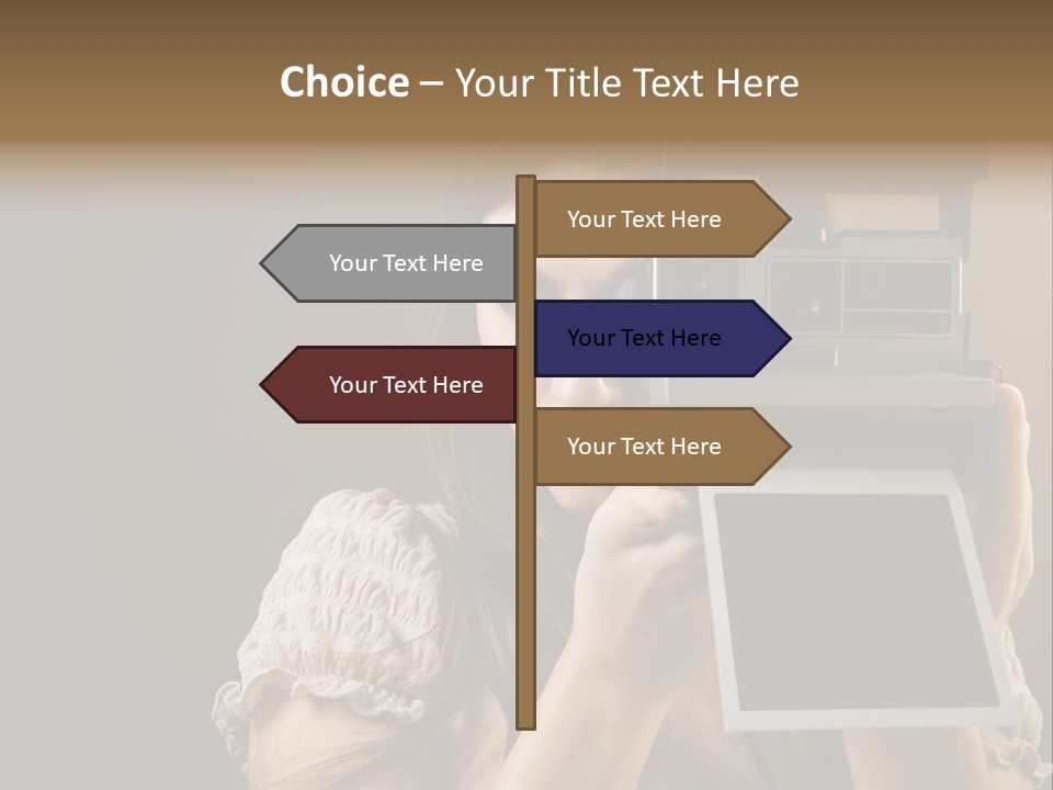 Old-Fashioned: Girl Taking A Picture With An Old Instant Photo PowerPoint Template