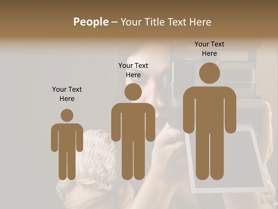 Old-Fashioned: Girl Taking A Picture With An Old Instant Photo PowerPoint Template