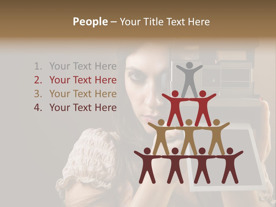 Old-Fashioned: Girl Taking A Picture With An Old Instant Photo PowerPoint Template