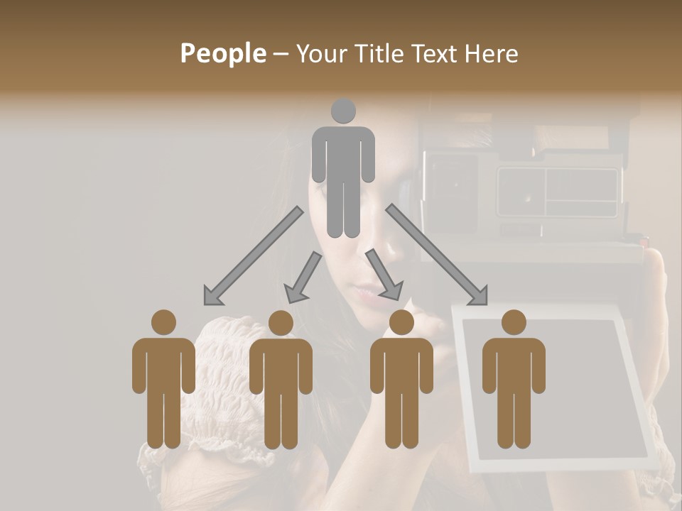 Old-Fashioned: Girl Taking A Picture With An Old Instant Photo PowerPoint Template