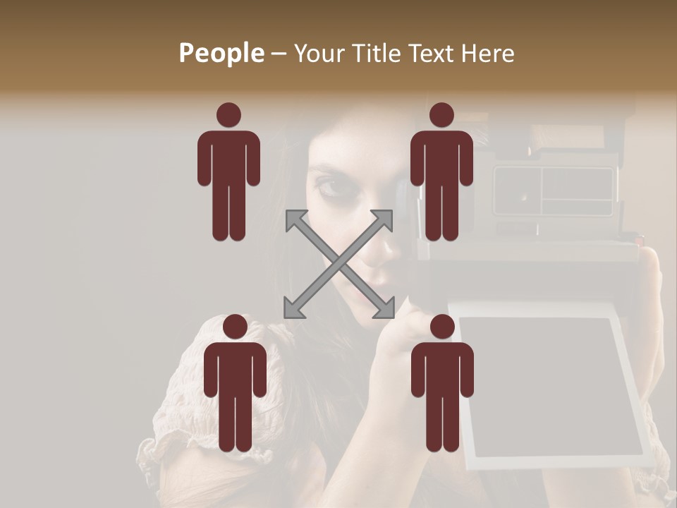 Old-Fashioned: Girl Taking A Picture With An Old Instant Photo PowerPoint Template
