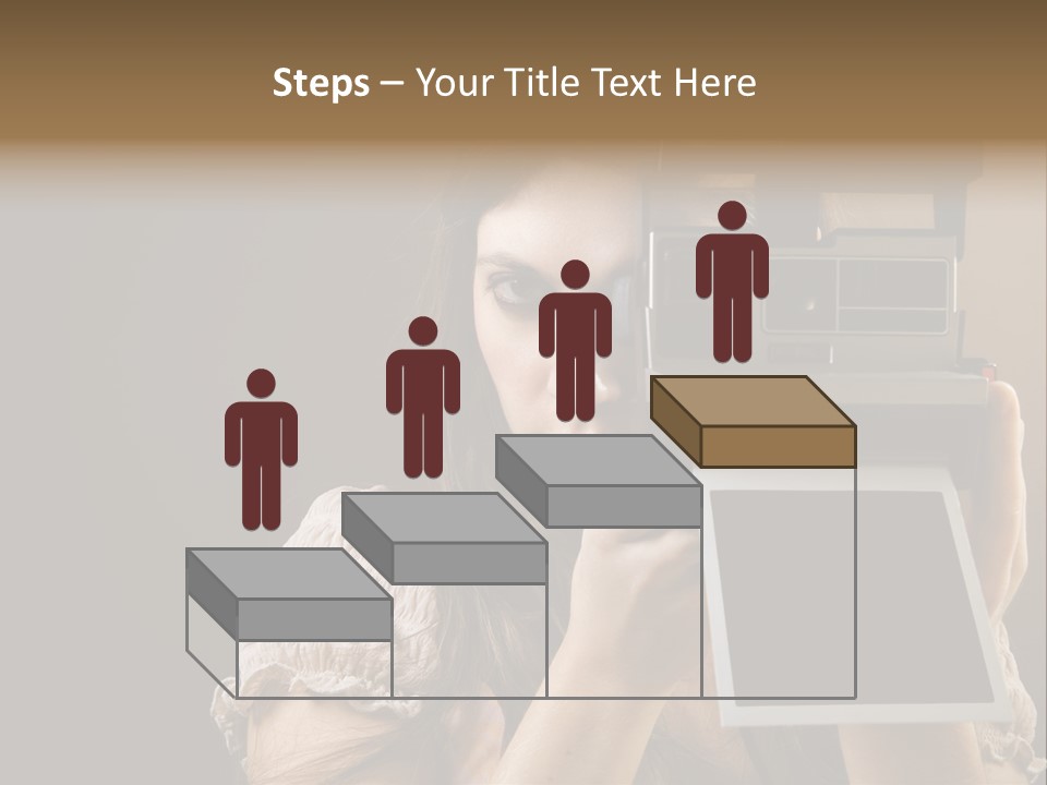 Old-Fashioned: Girl Taking A Picture With An Old Instant Photo PowerPoint Template