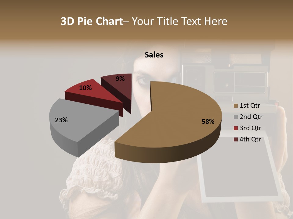 Old-Fashioned: Girl Taking A Picture With An Old Instant Photo PowerPoint Template