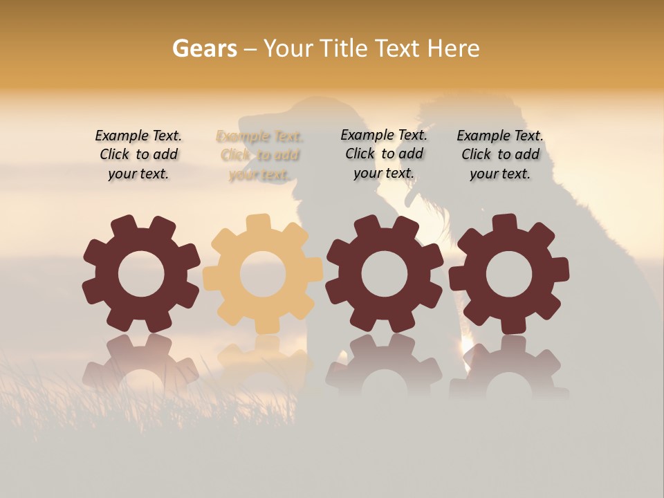 A Couple Of Dogs Sitting On Top Of A Grass Covered Field PowerPoint Template