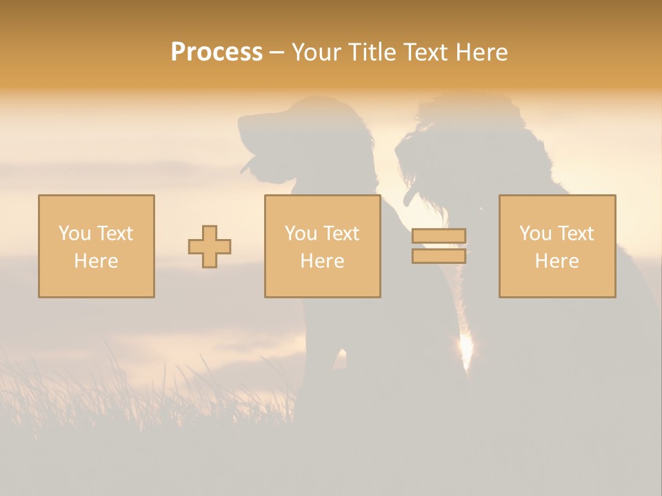 A Couple Of Dogs Sitting On Top Of A Grass Covered Field PowerPoint Template