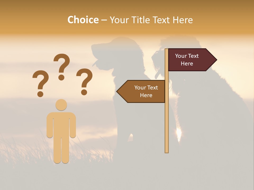 A Couple Of Dogs Sitting On Top Of A Grass Covered Field PowerPoint Template