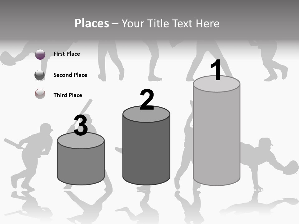 Baseball Silhouettes And Reflections Stock Vector Illustration: PowerPoint Template