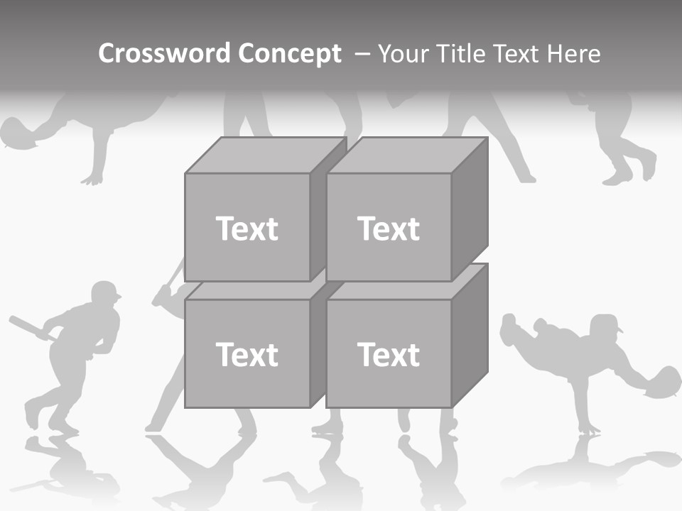 Baseball Silhouettes And Reflections Stock Vector Illustration: PowerPoint Template