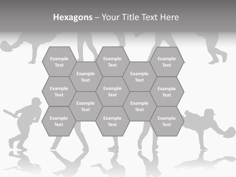 Baseball Silhouettes And Reflections Stock Vector Illustration: PowerPoint Template