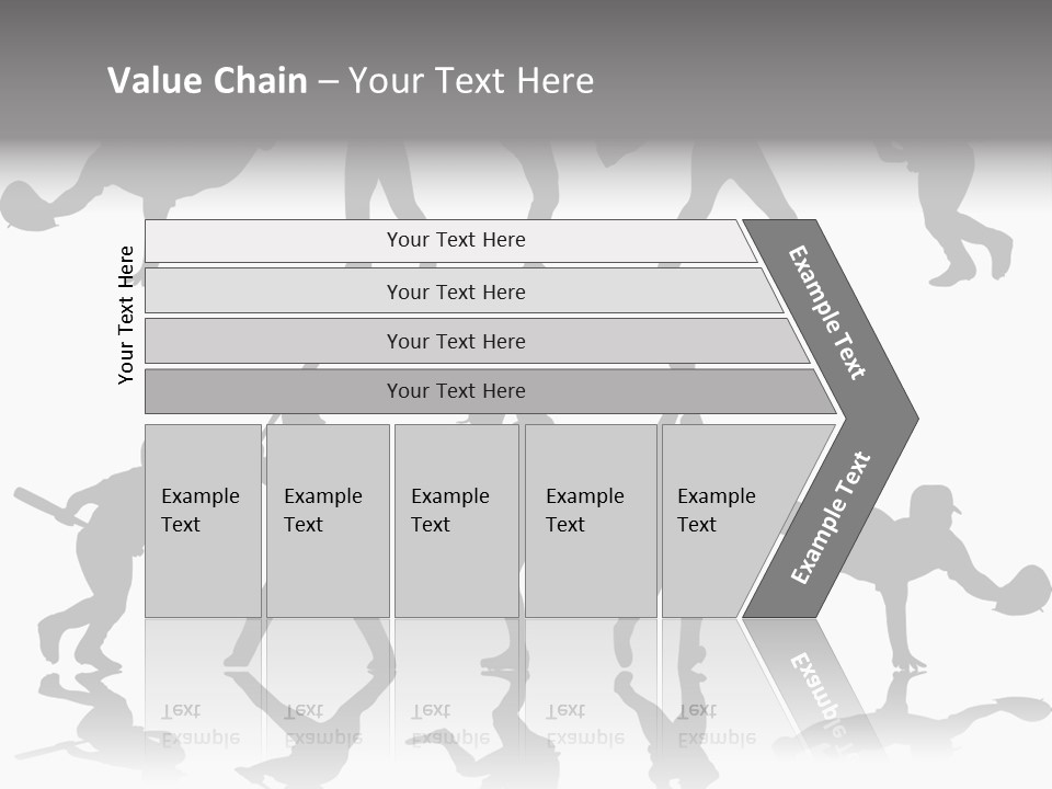 Baseball Silhouettes And Reflections Stock Vector Illustration: PowerPoint Template