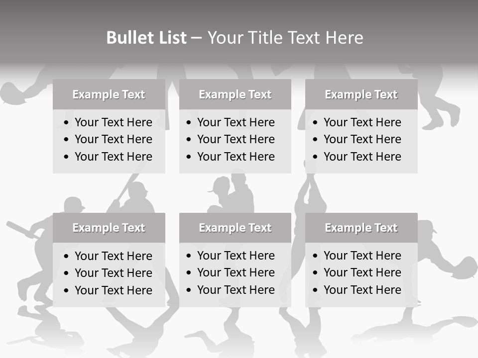 Baseball Silhouettes And Reflections Stock Vector Illustration: PowerPoint Template