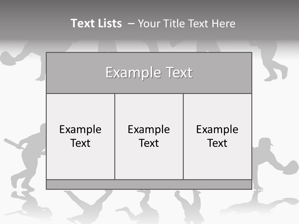 Baseball Silhouettes And Reflections Stock Vector Illustration: PowerPoint Template