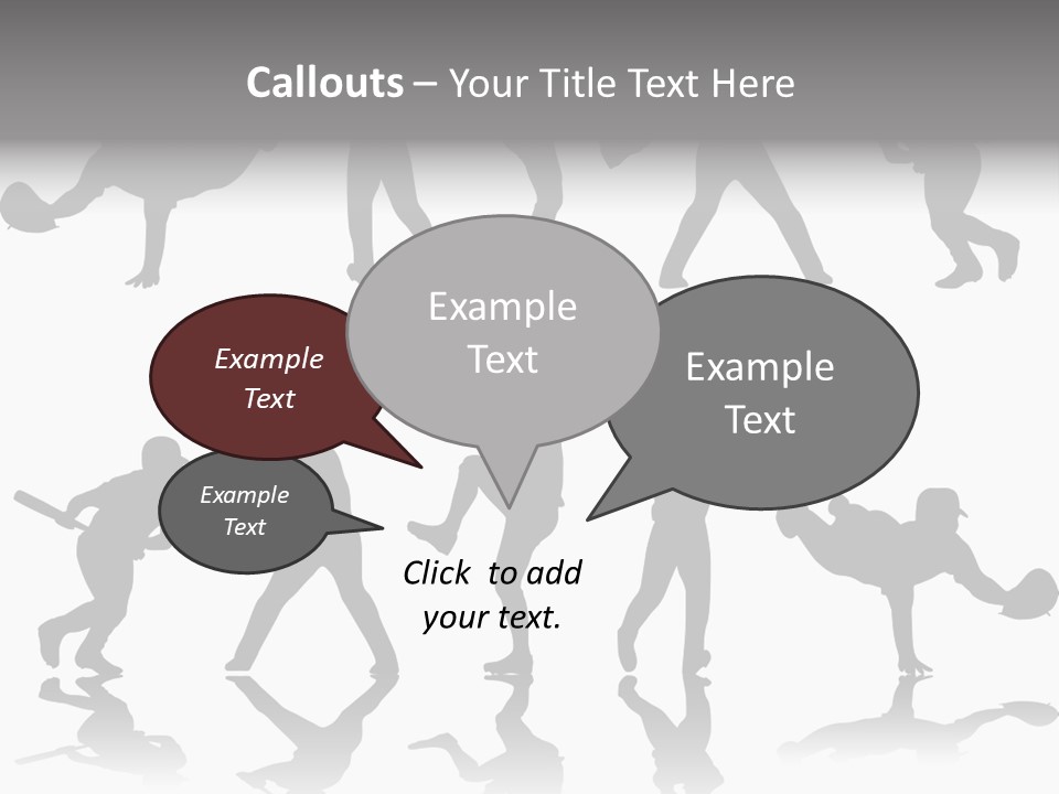 Baseball Silhouettes And Reflections Stock Vector Illustration: PowerPoint Template