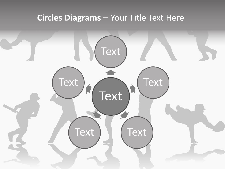 Baseball Silhouettes And Reflections Stock Vector Illustration: PowerPoint Template