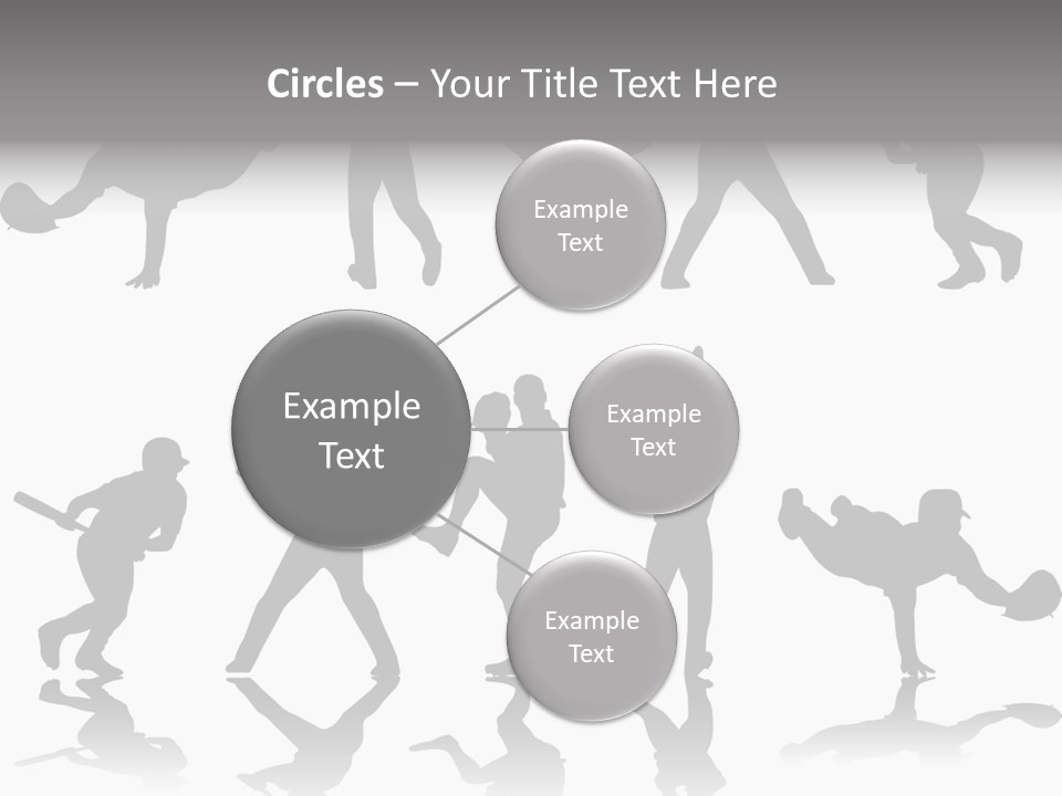 Baseball Silhouettes And Reflections Stock Vector Illustration: PowerPoint Template