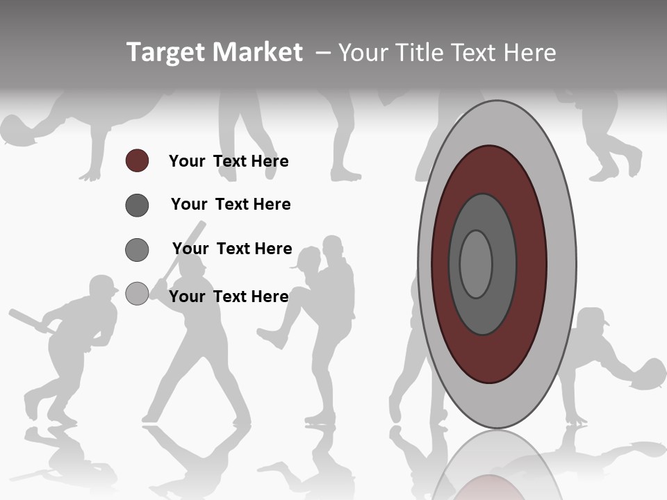 Baseball Silhouettes And Reflections Stock Vector Illustration: PowerPoint Template