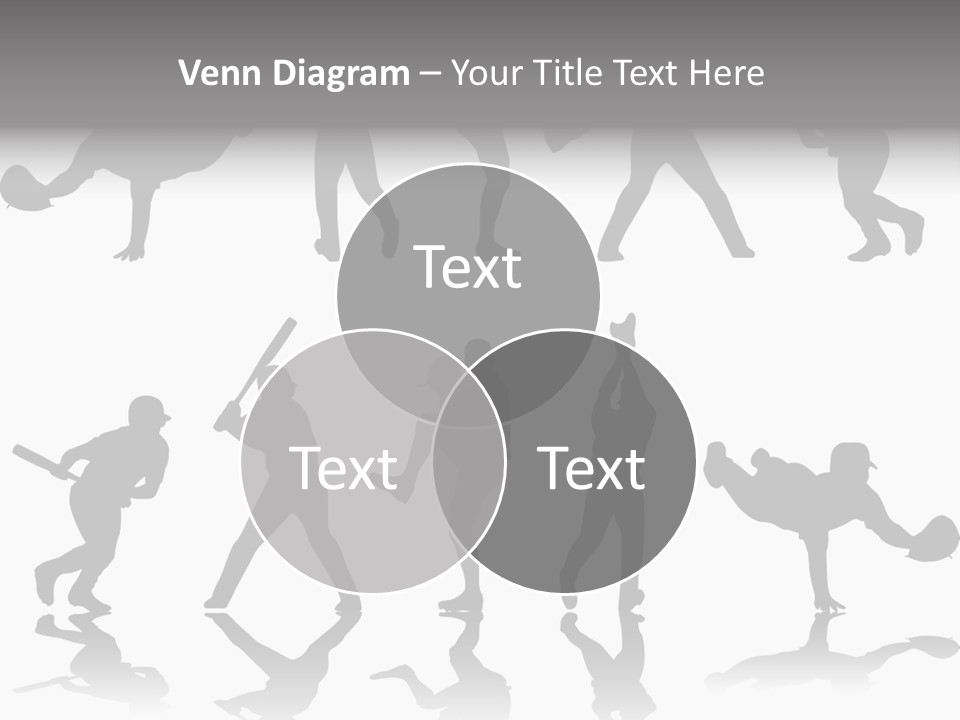 Baseball Silhouettes And Reflections Stock Vector Illustration: PowerPoint Template