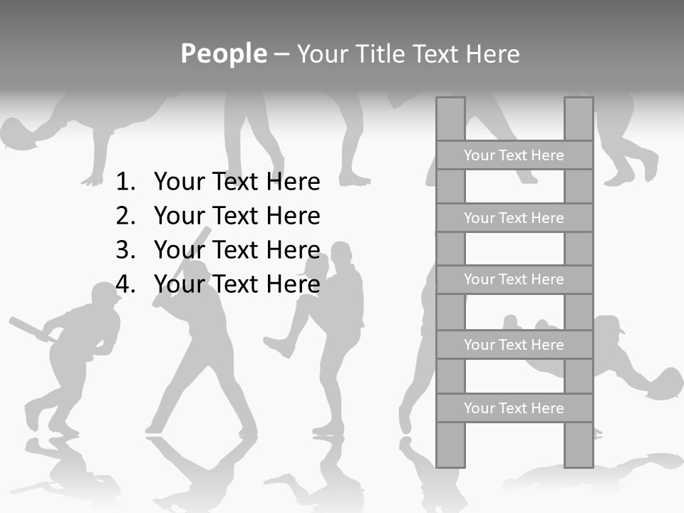 Baseball Silhouettes And Reflections Stock Vector Illustration: PowerPoint Template