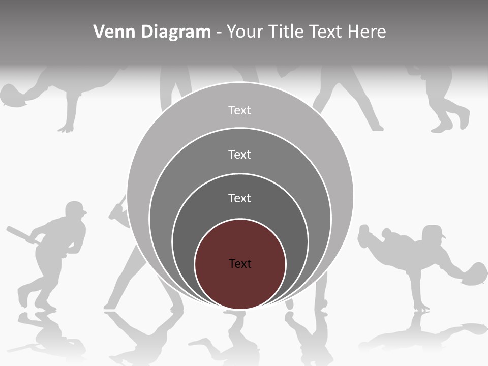 Baseball Silhouettes And Reflections Stock Vector Illustration: PowerPoint Template