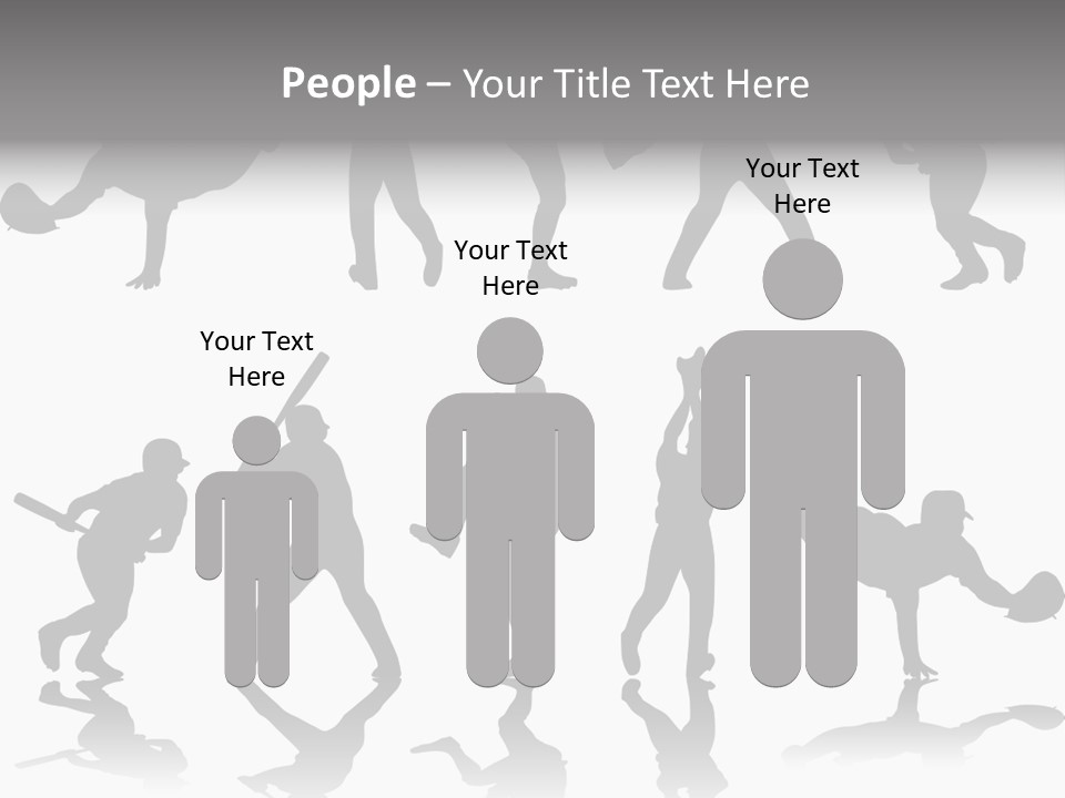 Baseball Silhouettes And Reflections Stock Vector Illustration: PowerPoint Template