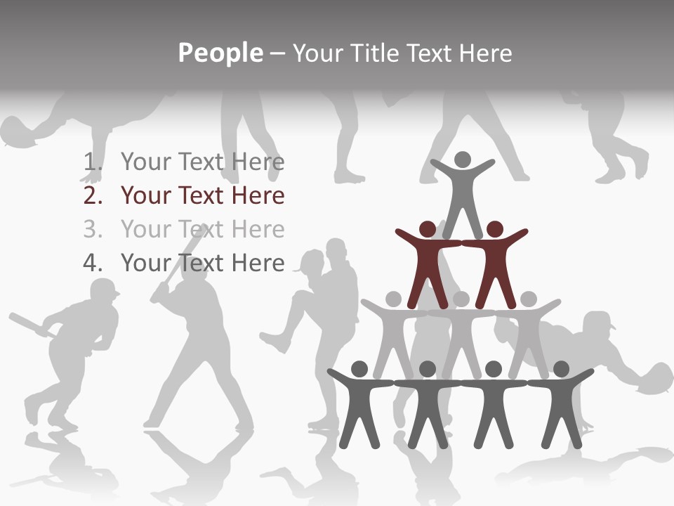 Baseball Silhouettes And Reflections Stock Vector Illustration: PowerPoint Template