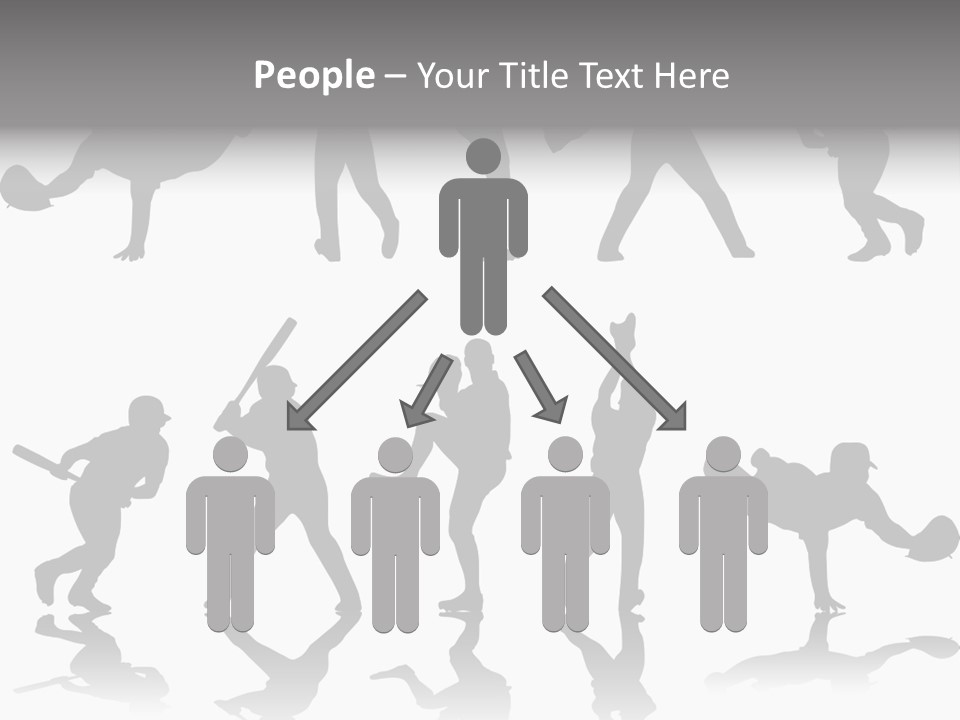 Baseball Silhouettes And Reflections Stock Vector Illustration: PowerPoint Template