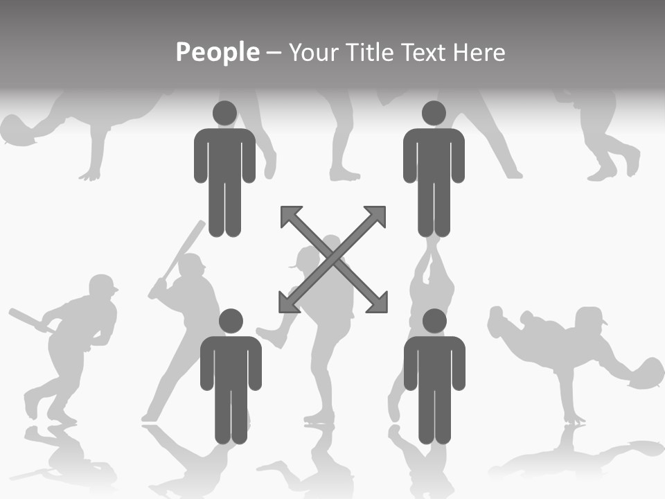Baseball Silhouettes And Reflections Stock Vector Illustration: PowerPoint Template