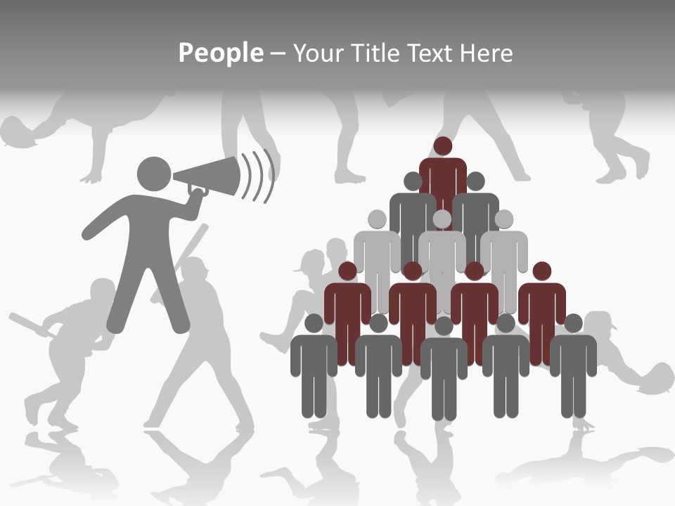 Baseball Silhouettes And Reflections Stock Vector Illustration: PowerPoint Template