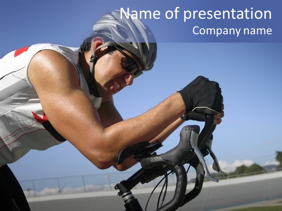 Cyclist On Velodrome PowerPoint Template