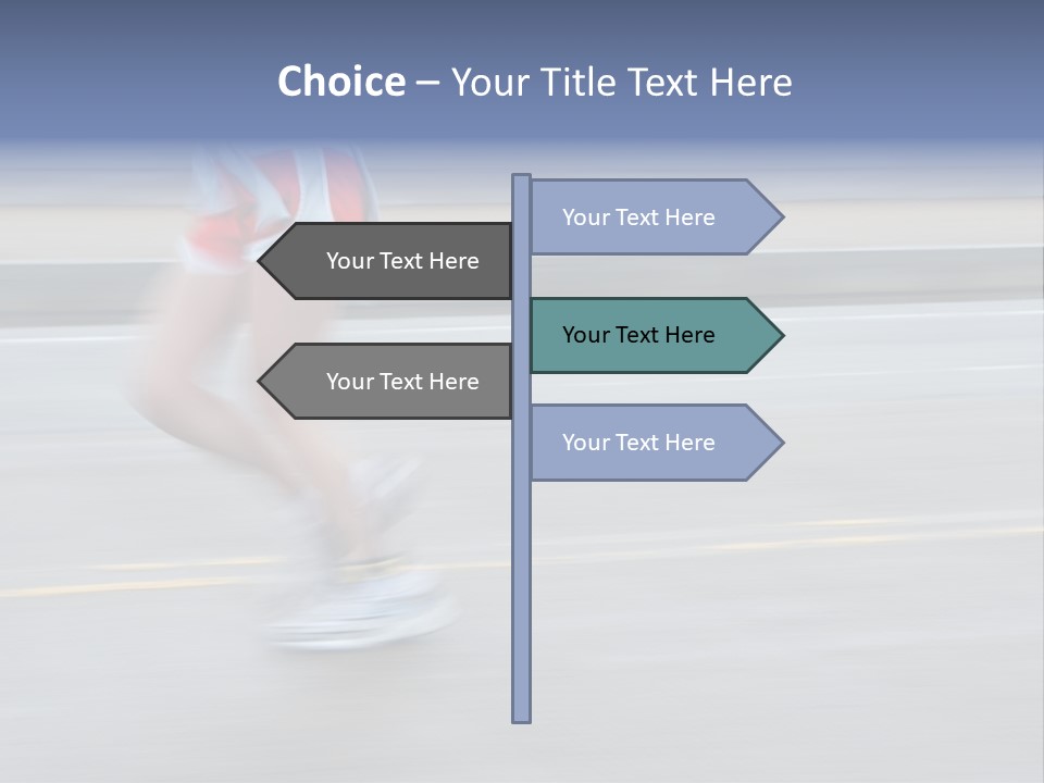 A Woman Running On A Road With A Blurry Background PowerPoint Template