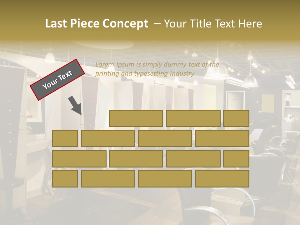 A Hair Salon With Lots Of Chairs And Lights PowerPoint Template