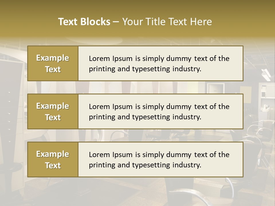 A Hair Salon With Lots Of Chairs And Lights PowerPoint Template