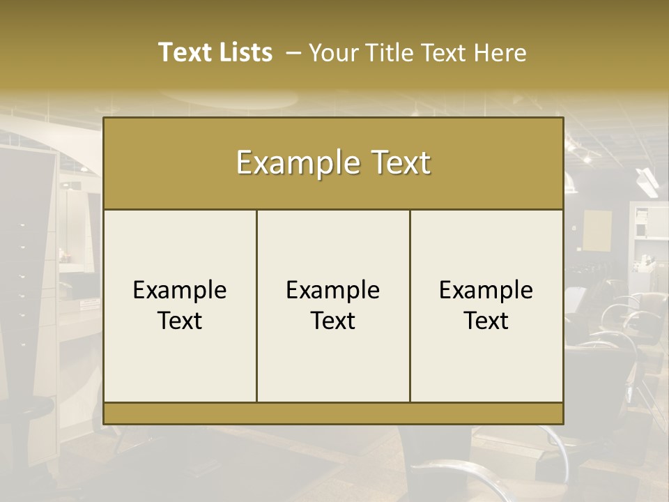 A Hair Salon With Lots Of Chairs And Lights PowerPoint Template