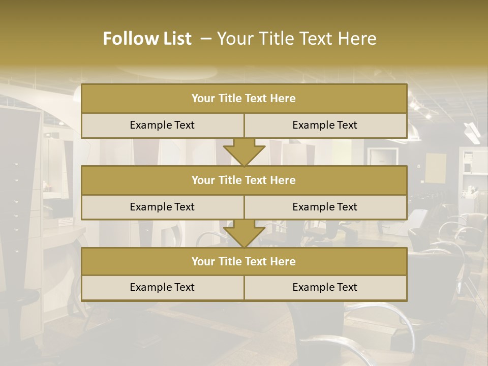 A Hair Salon With Lots Of Chairs And Lights PowerPoint Template