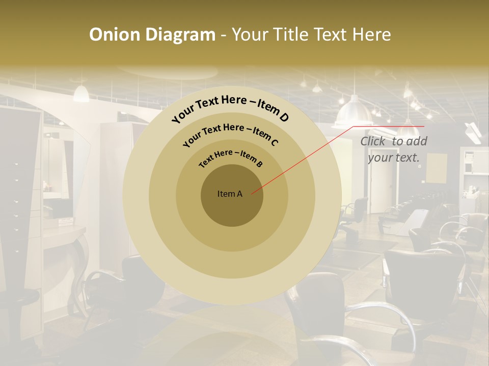 A Hair Salon With Lots Of Chairs And Lights PowerPoint Template