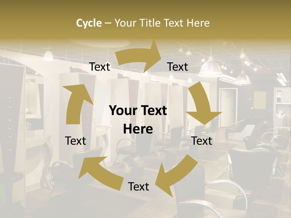 A Hair Salon With Lots Of Chairs And Lights PowerPoint Template