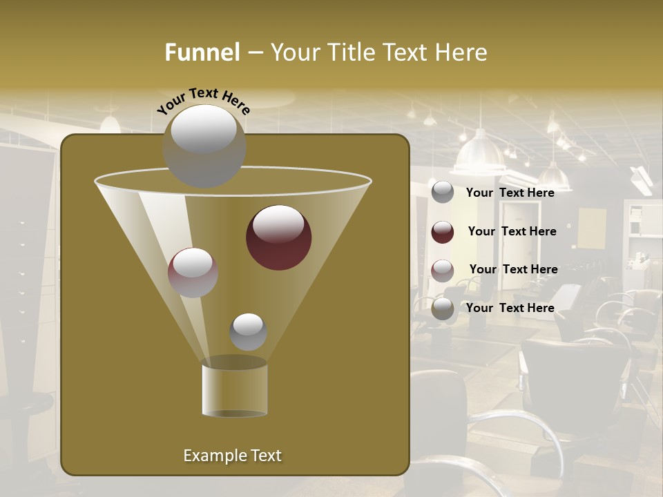 A Hair Salon With Lots Of Chairs And Lights PowerPoint Template